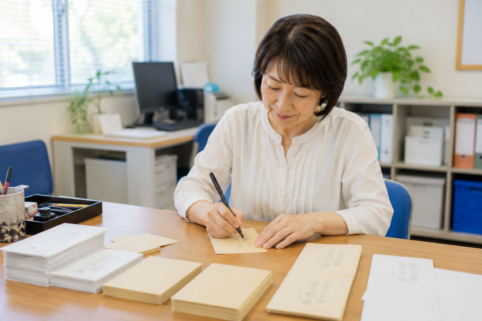 一般事務や宛名書きの仕事をするシルバー人材センター会員